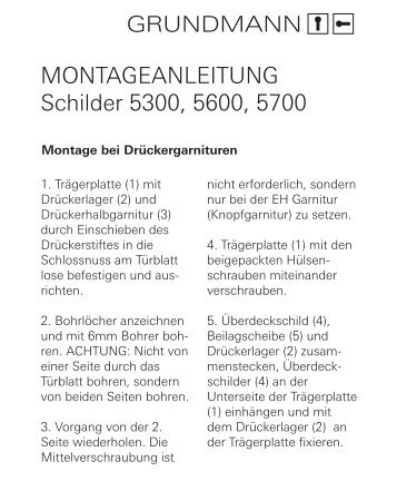 MONTAGEANLEITUNG Schilder 5300, 5600, 5700 - Grundmann ...