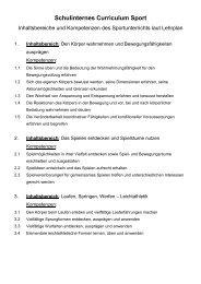 Curriculum für das Fach Sport für alle Klassen