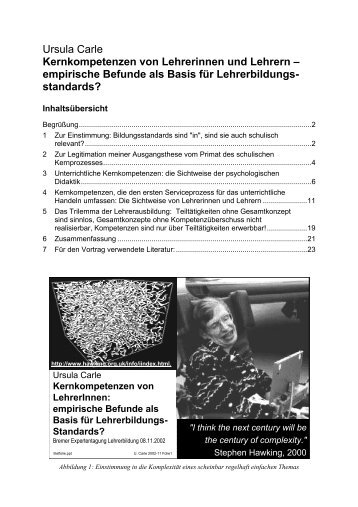 Kernkompetenzen von Lehrerinnen und Lehrern - Arbeitsgebiet ...