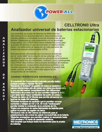 CELLTRON® Ultra Analizador universal de baterías estacionarias