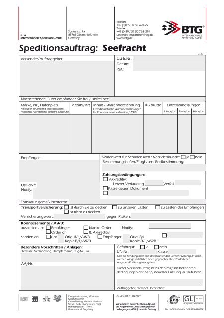 Spedition Abholung Beauftragen Privat