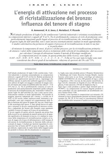 L'energia di attivazione nel processo di ricristallizzazione del bronzo ...