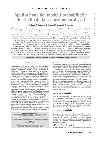 Applicazione dei modelli probabilistici allo studio della corrosione ...