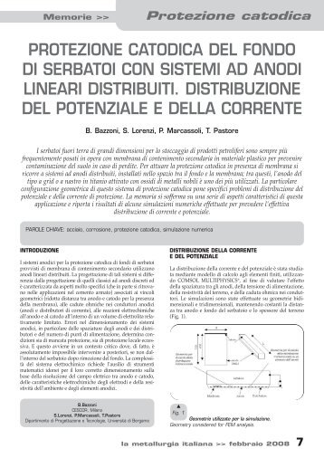 protezione catodica del fondo di serbatoi con sistemi ad anodi ...