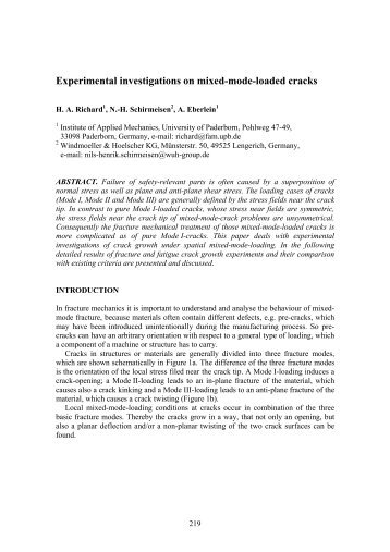 Experimental investigations on mixed-mode-loaded cracks H. A. ...