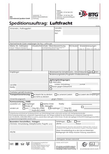 Speditionsauftrag Magazine