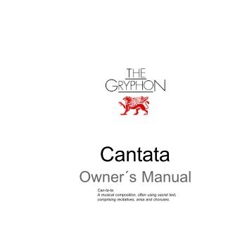 Cantata Manual A - Gryphon Audio Designs