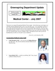 Greenspring Department Update Medical Center ~ July ... - Gs-cc.net