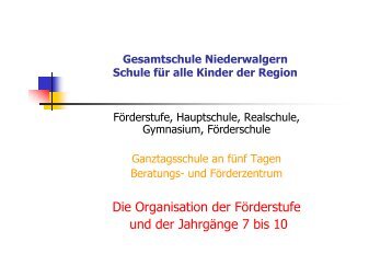 Organisation der Schulzweige der Schule - Gesamtschule ...