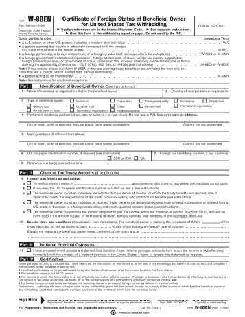 Tax Form W8BEN - University of Washington
