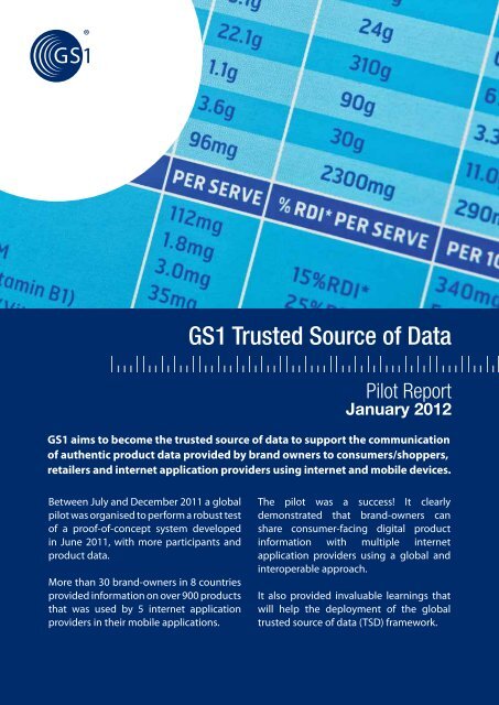 Trusted Source of Data Pilot Report - GS1