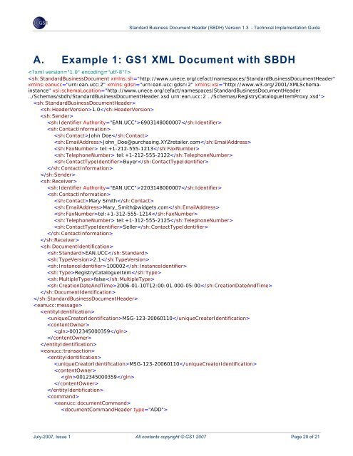 SBDH Technical Implementation Guide - GS1