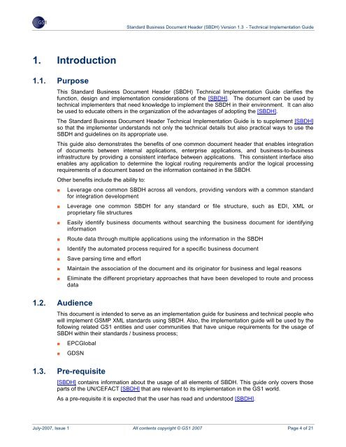 SBDH Technical Implementation Guide - GS1