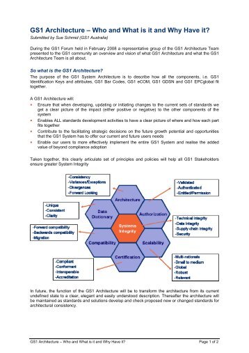 GS1 Architecture – Who and What is it and Why Have it?