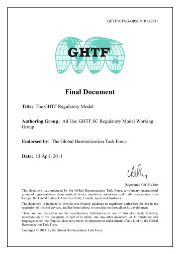 The GHTF Regulatory Model - GS1