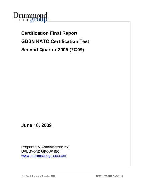 GDSN KATO 2009 Certification Final Report - GS1
