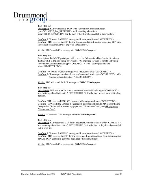 GDSN Interoperability Test Final Report - GS1