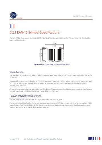 6.2.1 EAN-13 Symbol Specifications - GS1 Australia