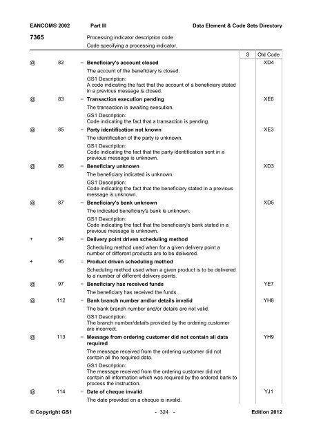 Data elements & code sets directory - GS1