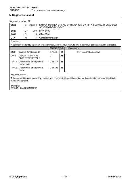 EANCOM 2002 S4 ORDRSP Purchase order response ... - GS1