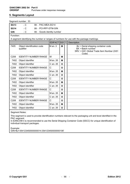 EANCOM 2002 S4 ORDRSP Purchase order response ... - GS1