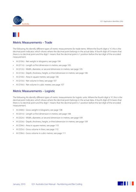 GS1 Australia User Manual - Numbering and Bar Coding