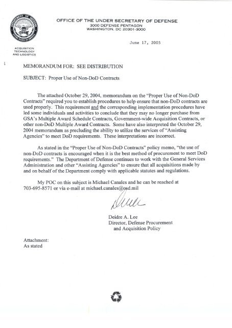 MEMORANDUM FOR: SEE DISTRIBUTION SUBJECT ... - GSA