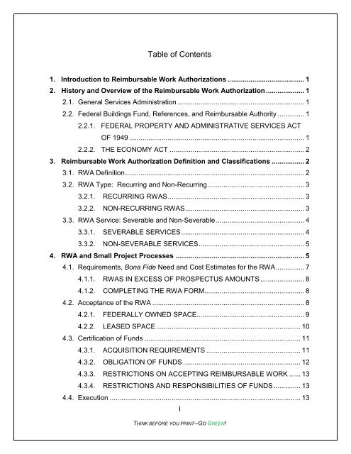 Reimbursable Work Authorizations - GSA