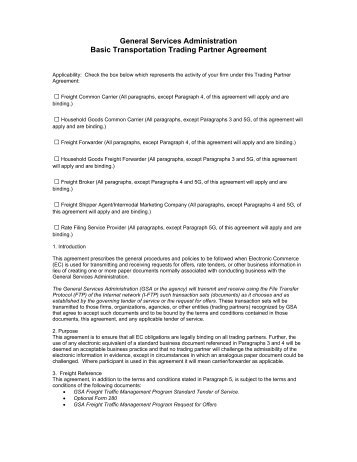 Trading Partner Agreement, 2009 VTOS - GSA