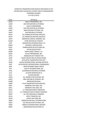 Approved transportation service providers in the - GSA