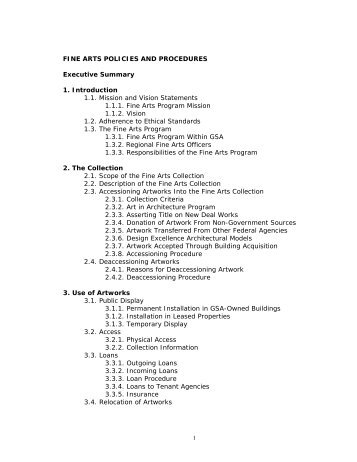 Fine Arts Collection Policies and Procedures - GSA