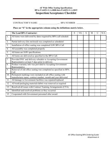 Inspection Acceptance Checklist - GSA Advantage