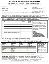 GSBA Entry Form - Greater Springfield Bowling Association