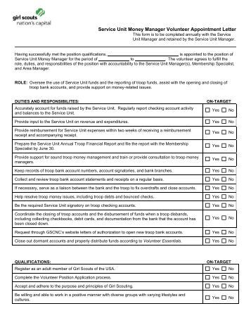 appointment letter for volunteer service unit troop mentor volunteer appointment letter appointment letter for volunteer service unit troop mentor volunteer appointment letter