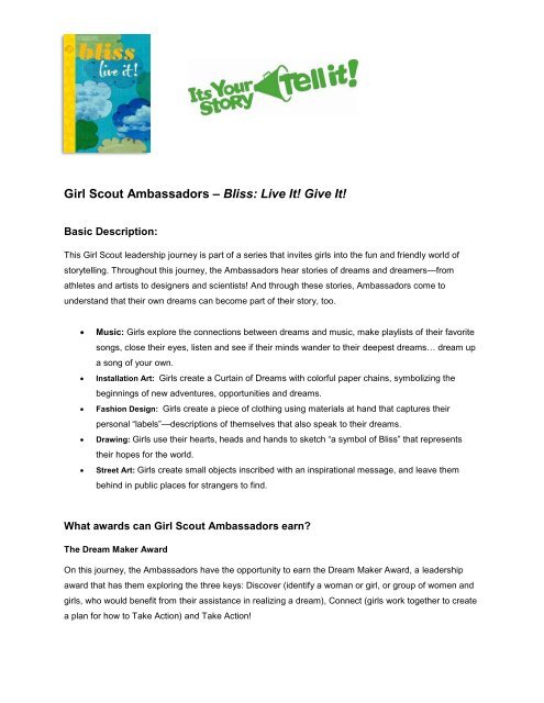 Girl Scout Ambassadors – Bliss: Live It! Give It!