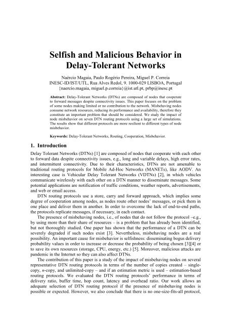 Selfish and Malicious Behavior in Delay-Tolerant Networks