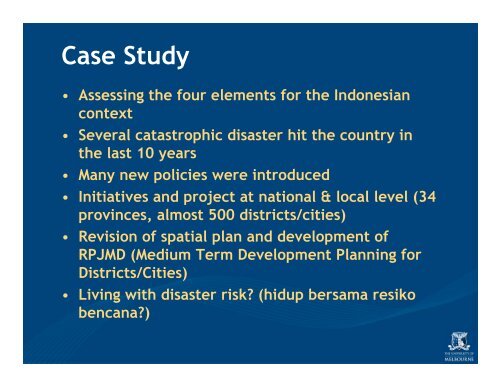 Integrating Spatial Planning and Disaster Risk Reduction at the ...