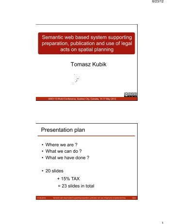 Tomasz Kubik Presentation plan