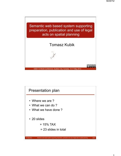 Tomasz Kubik Presentation plan