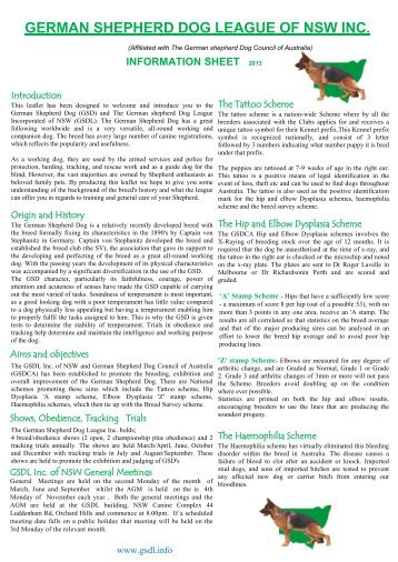 gsdl information sheet german shepherd dog league nsw inc