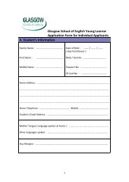 Glasgow School of English Young Learner Application Form for ...