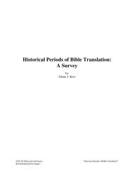 Historical Periods of Bible Translation: A Survey - Missions Mandate