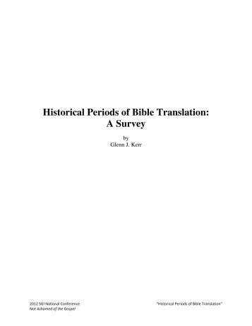 Historical Periods of Bible Translation: A Survey - Missions Mandate