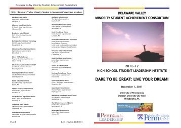 DVMSAC High School Student Leadership Institute - Penn GSE ...