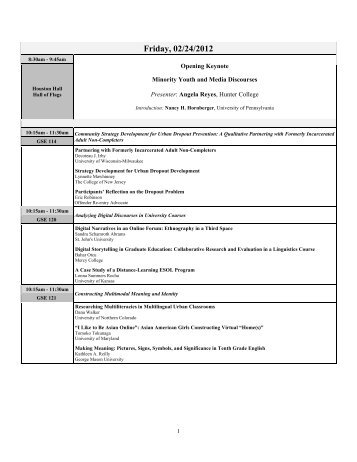 33rd Forum Program Schedule - Penn GSE - University of ...