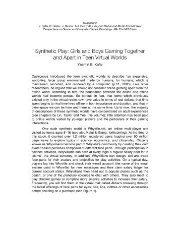 Synthetic Play: Girls and Boys Gaming Together and Apart in Teen ...