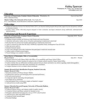 View Kailey's Curriculum Vitae - Penn GSE - University of ...