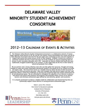 DVMSAC Calendar of Events and Activities - Penn GSE - University ...