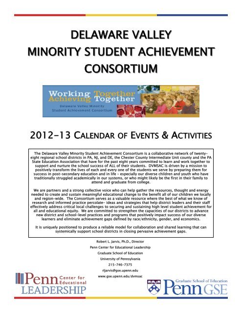 DVMSAC Calendar of Events and Activities - Penn GSE - University ...
