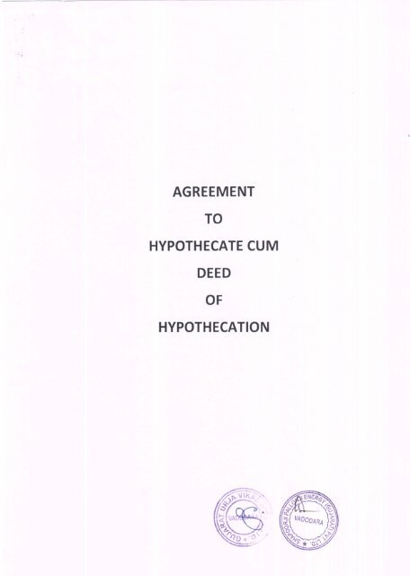 Hypothecation Agreement - Gujarat Electricity Board